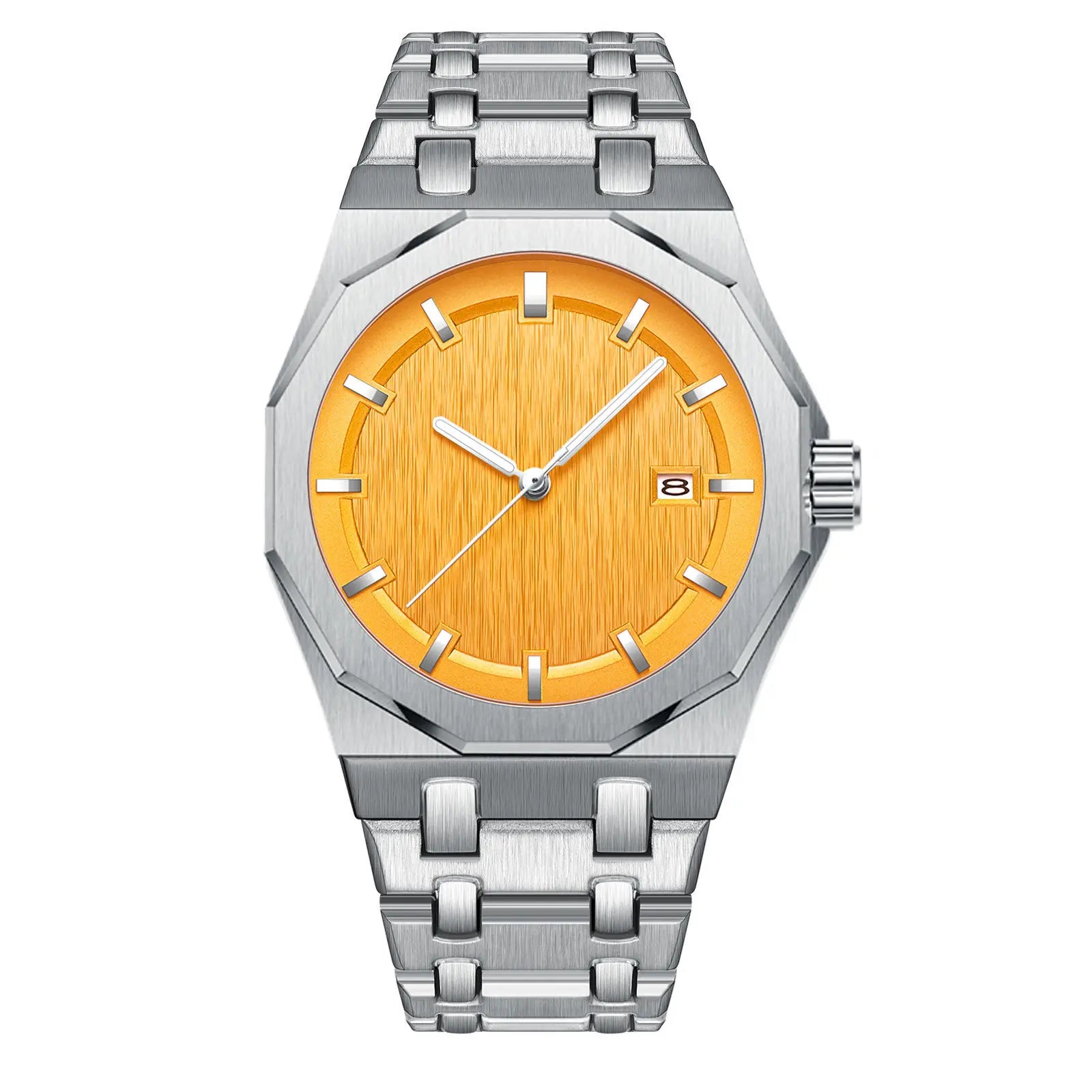 Polygonal Business Young Disc Stainless Steel Fashion Night Light Waterproof Men's Quartz Watch