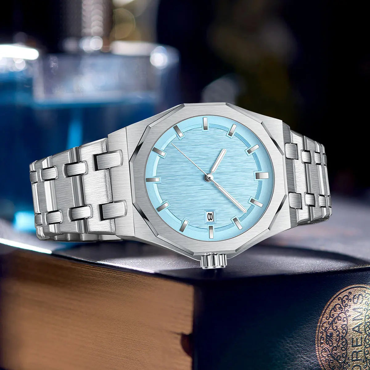 Polygonal Business Young Disc Stainless Steel Fashion Night Light Waterproof Men's Quartz Watch